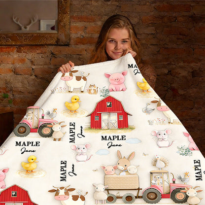 Personalized Farm Animal Baby Name Custom Blanket Gift Idea For Baby