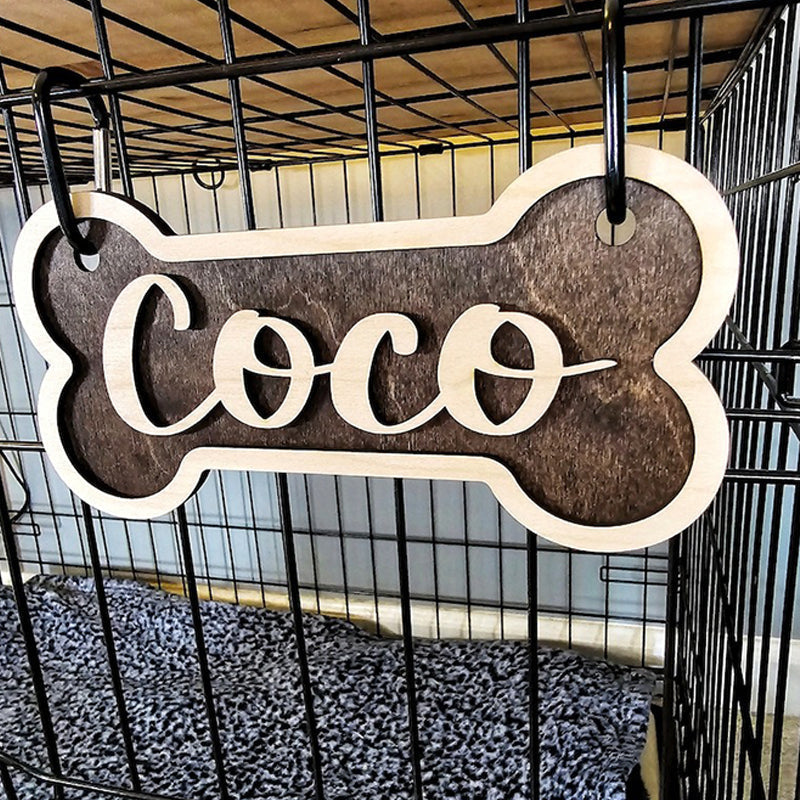 Personalized Crate Sign, Custom Dog Decor, Hanging Crate Sign, Dog Bone Sign