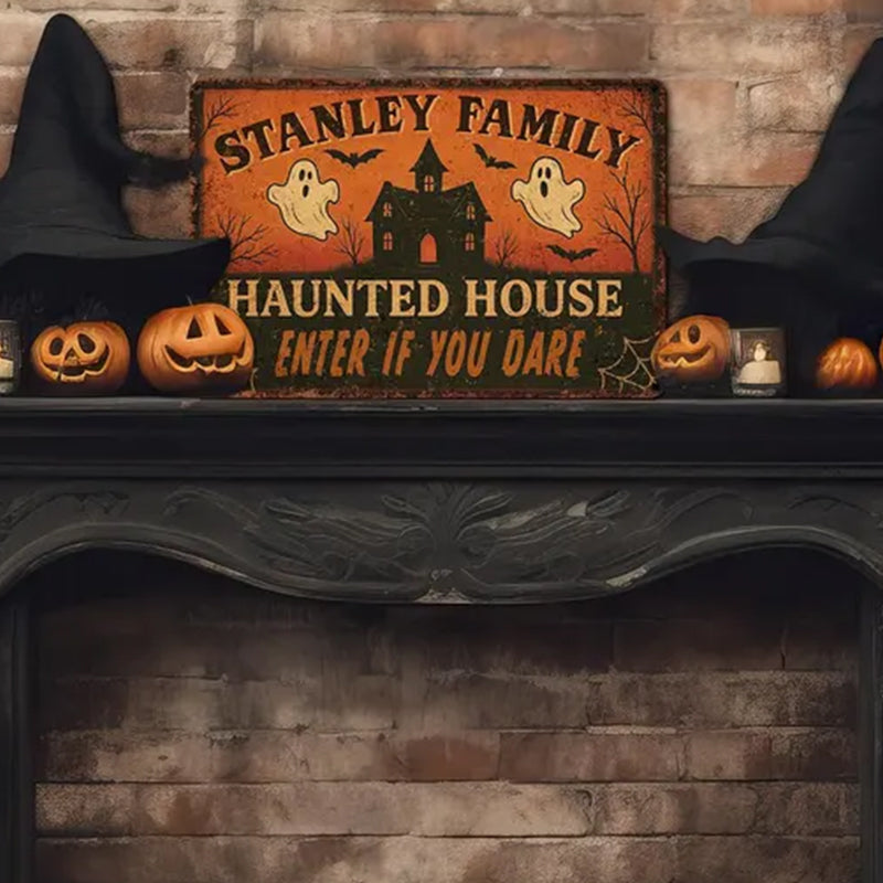 Custom Halloween Haunted House Metal Sign
