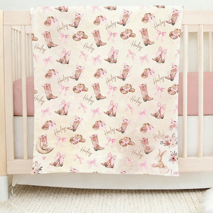 Personalized Cowgirl Baby Blanket
