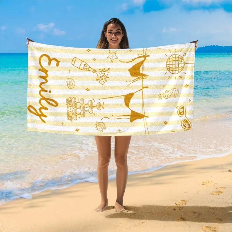 Personalized Bachelorette Towels, Girls Trip 2026, Custom Bride Squad Beach Towel