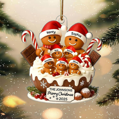 Personalized Gingerbread Family Christmas Ornament - Custom Names