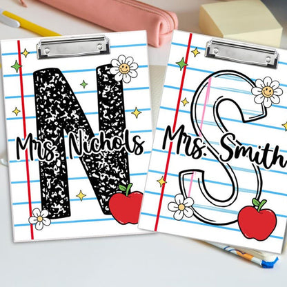 Personalized Teacher Clipboard,Teacher Initial Name Gift