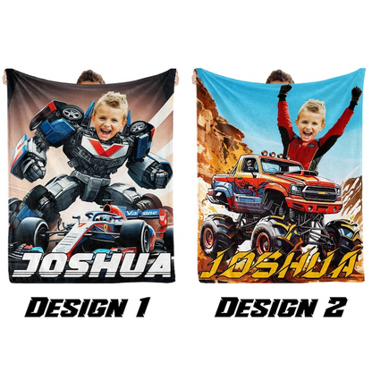 Personalized Superhero Monster Truck Blanket
