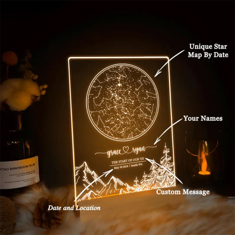 Custom star map by date, Engagement star light