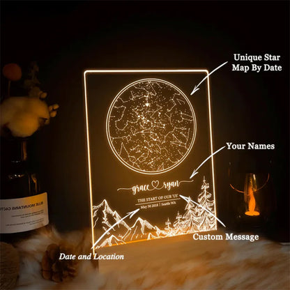 Custom star map by date, Engagement star light