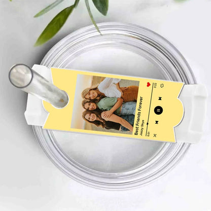 Custom Photo Tumbler Name Plate, Personalized Music Stanley Name Tag with Photo