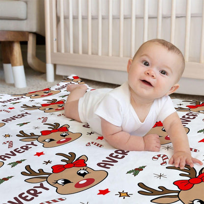 Reindeer Christmas Blanket Personalized Blanket