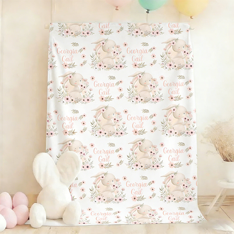 Custom Bunny Baby Blanket, Shower Gift
