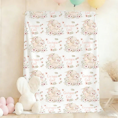 Custom Bunny Baby Blanket, Shower Gift
