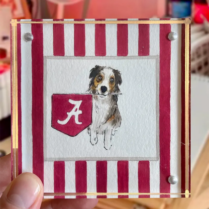 Custom Hand Painted Collegiate Pet Portrait | 4x4 Acylic Award