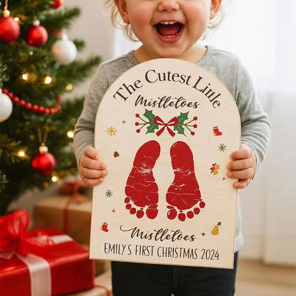 Personalized Baby Footprint Christmas Plaque