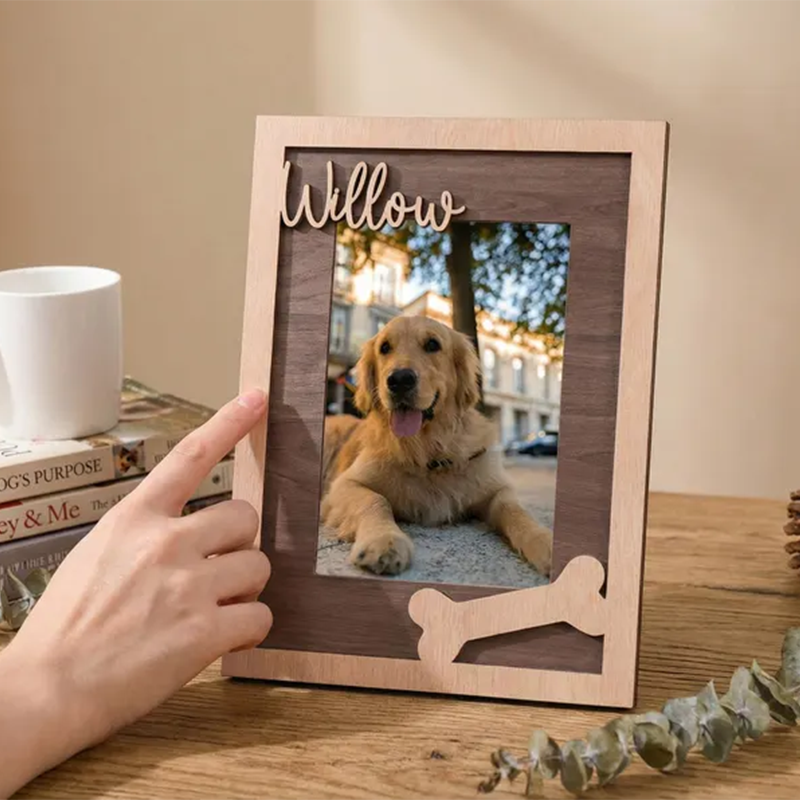Custom Pet Memorial Frame, Personalized Wooden Picture Frame for Dog, Pet Loss Gift