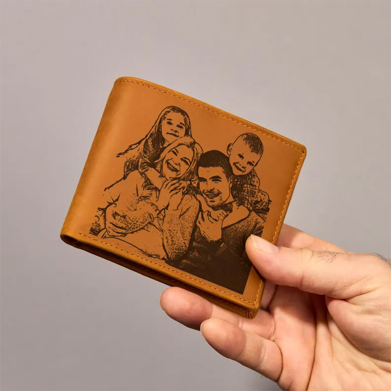 Personalized Engraved Men's Photo Wallet, Leather Wallet For Him