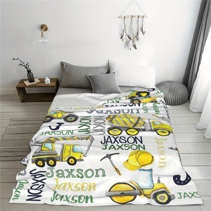 Personalized Construction Fleece Blanket with Name