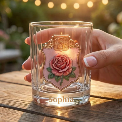 Personalized Birth Flower Whiskey Glass