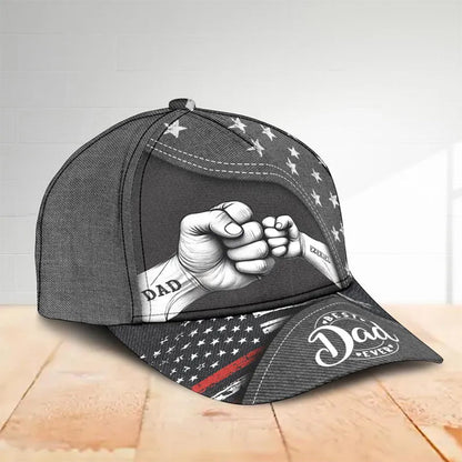 Personalized American Dad Classic Cap, Best Dad Ever Hat With Kid Name