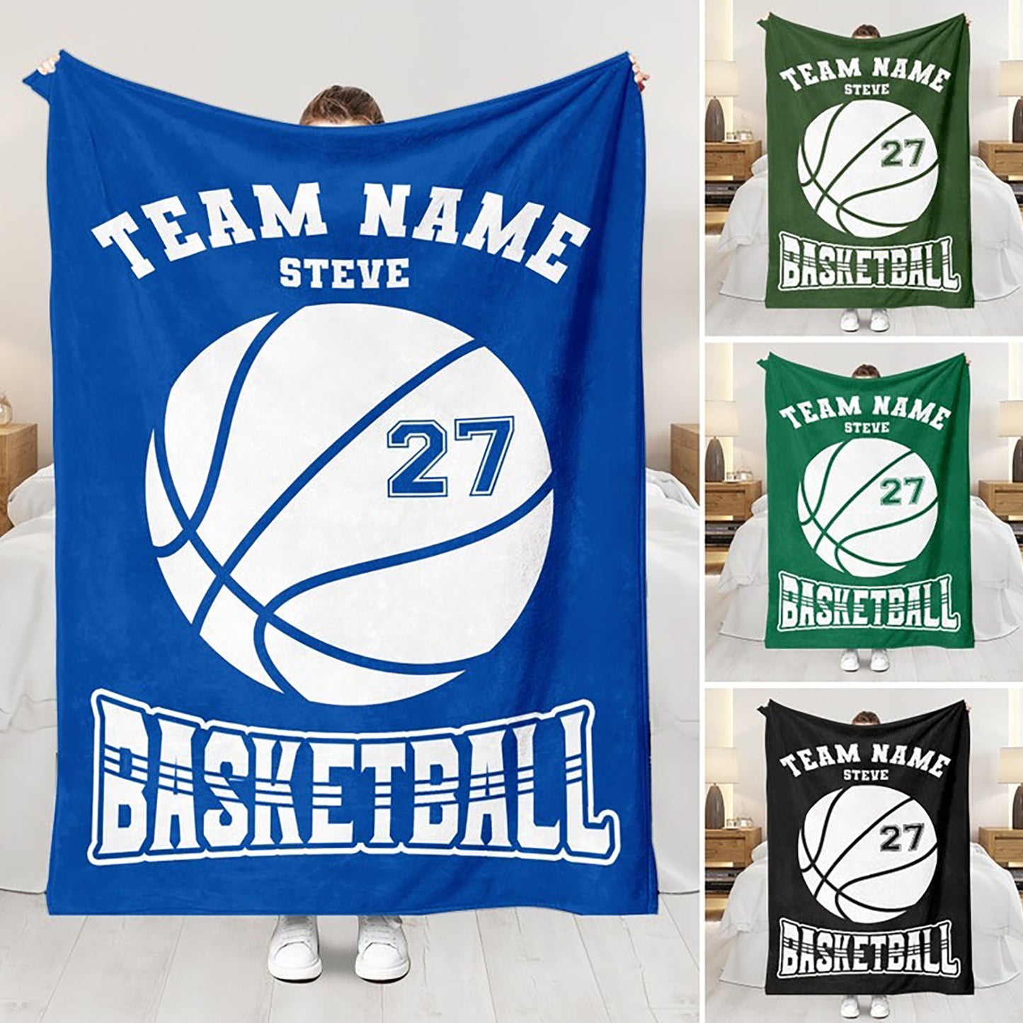 Personalized Basketball Blanket - Custom Name, Number & Team Name