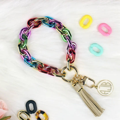 Personalized Chunky Chain Link Wristlet Keychain