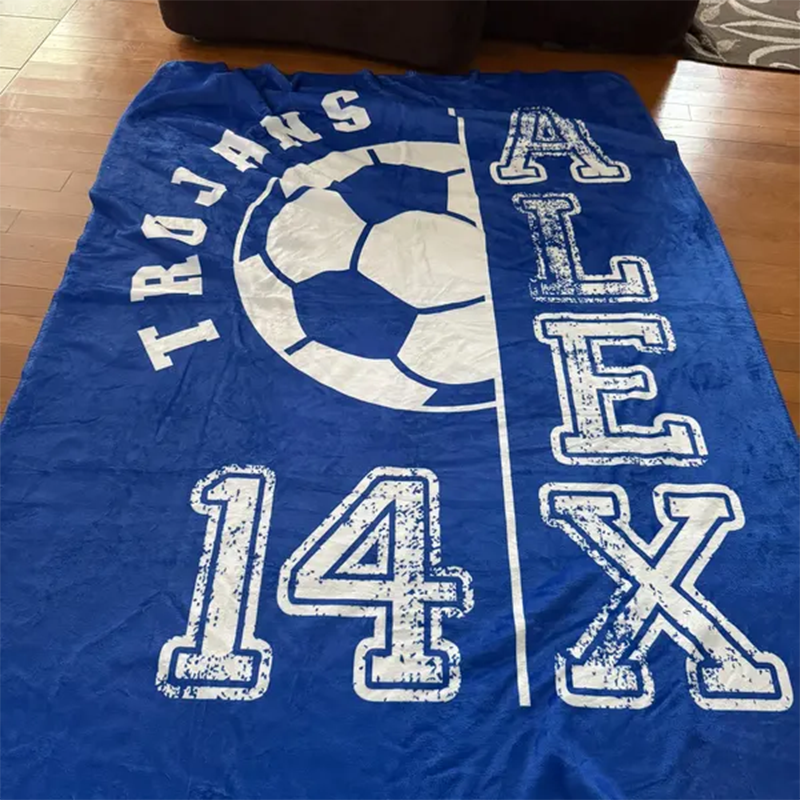 Custom Soccer Blanket, Personalized Name Soccer Senior Gift