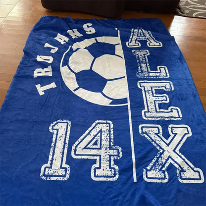 Custom Soccer Blanket, Personalized Name Soccer Senior Gift