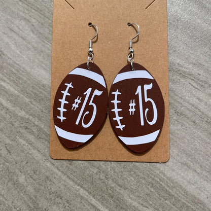 Football personalized number earrings, player number earrings