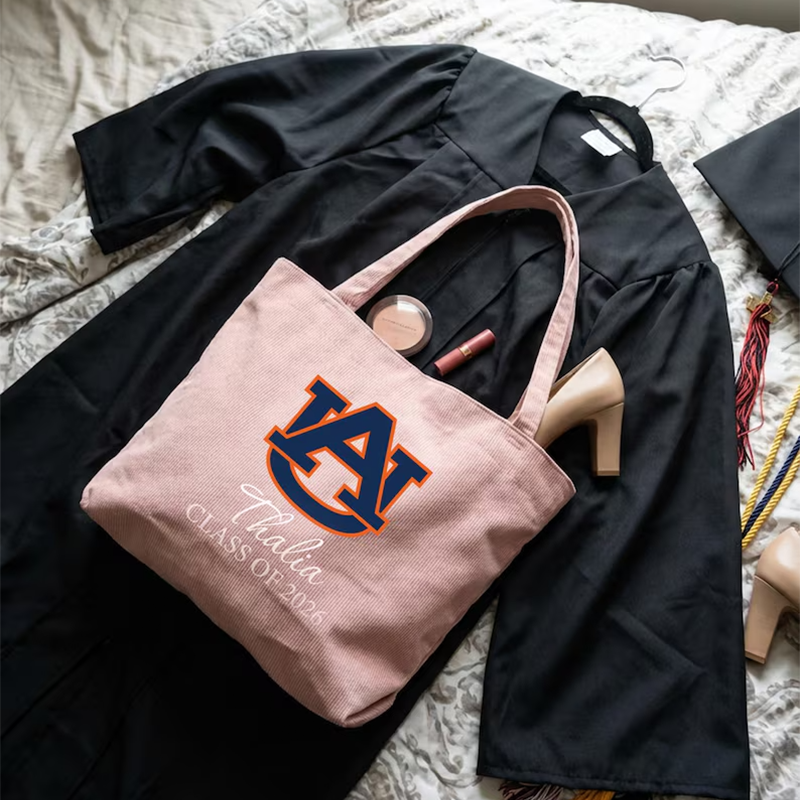 Class of 2026 Corduroy Tote Bag College Grad Gifts Zipper Book Bag Graduation Gift