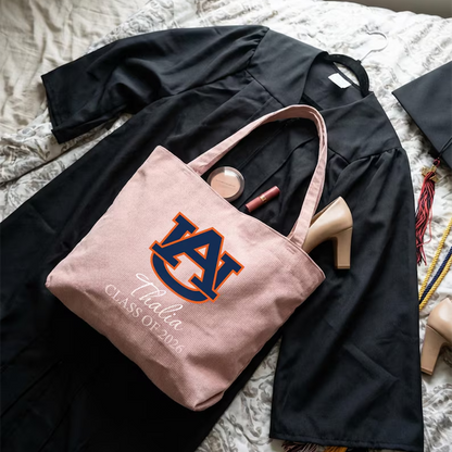 Class of 2026 Corduroy Tote Bag College Grad Gifts Zipper Book Bag Graduation Gift