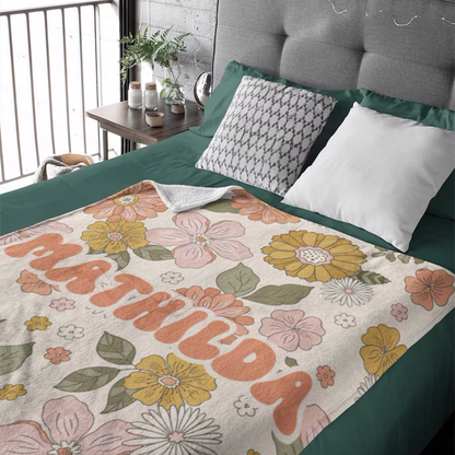 Personalized Custom Kids Flower Blanket , Blanket with Name