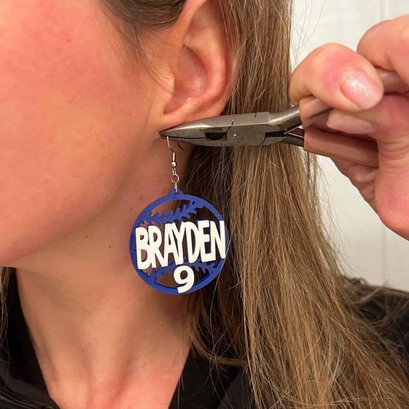 Baseball Earrings with Player Name and Number