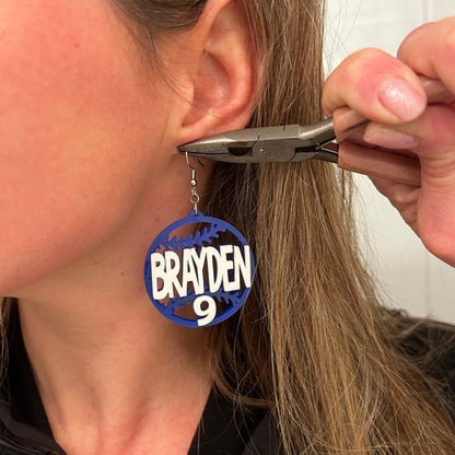 Baseball Earrings with Player Name and Number