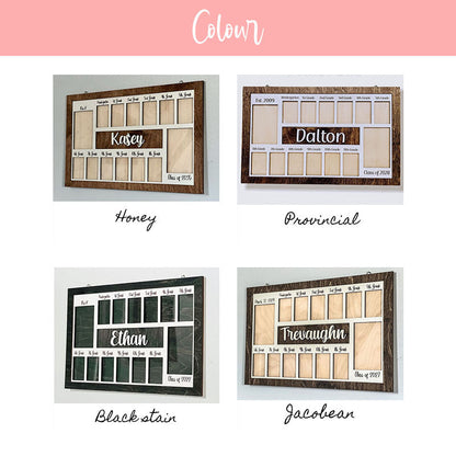 Personalized Photo Display with Raised Lettering Rustic Photo Display Board Back to School