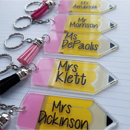 Personalized Pencil Keychain, Teacher Name School Appreciation Gift