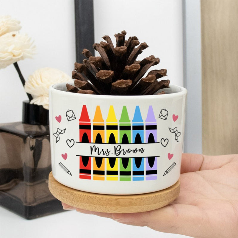 Personalized Teacher Plant Pot Ceramic Mini Planter Flower Pot Back To School