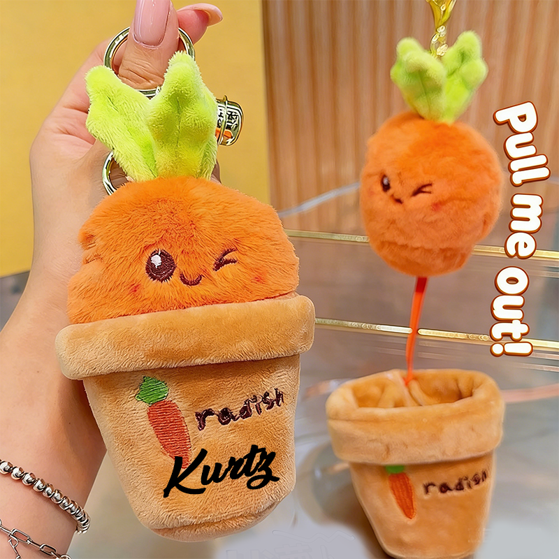 Personalized Easter radish .Pluckable radish plush toy keychain