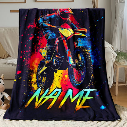Custom Name Motorcycle Lovers Flannel Blanket