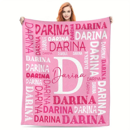 Custom Name Personalized Knit Fabric Throw Blanket