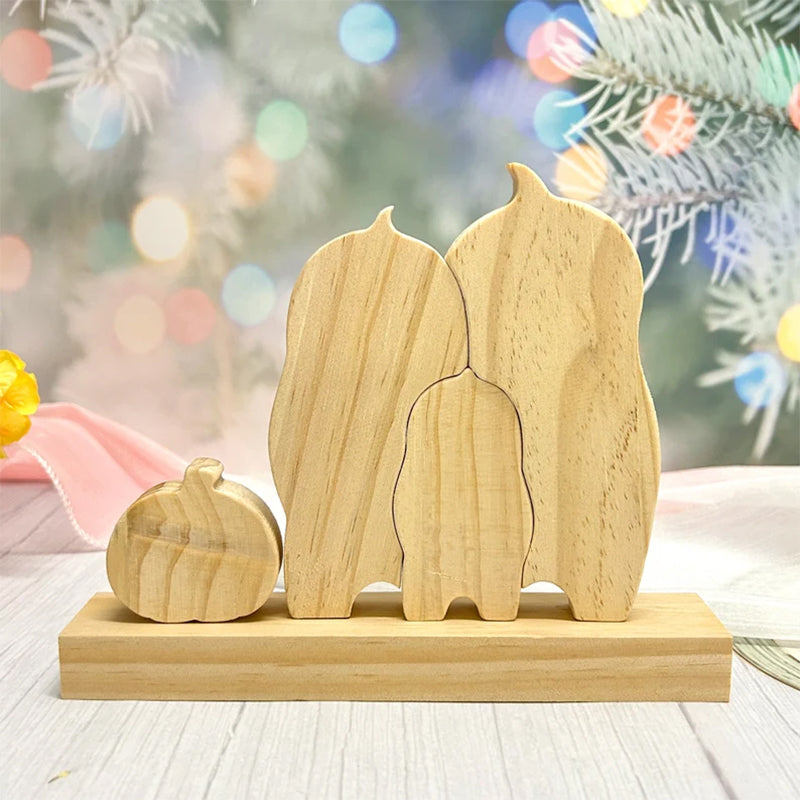 Halloween Cute Ghosts Family Puzzle Wooden Decor,Custom Name Wooden Ghost With Pumpkin