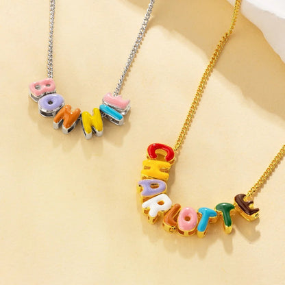 Personalized Colorful 3D Enamel Bubble Letter Name Necklace