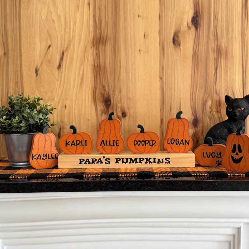 Personalized Halloween pumpkins, Wooden Halloween pumpkins with names