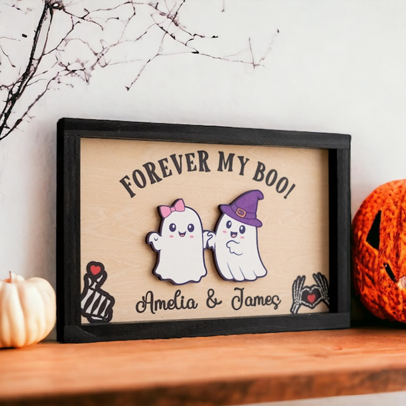 Custom Halloween Ghost Couple Sign – Romantic Personalized Gift