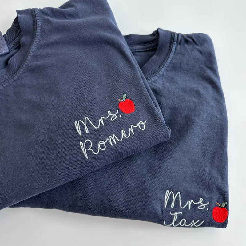 Personalized Teacher Crewneck Sweatshirt | Teacher Name and Apple Zip Popover