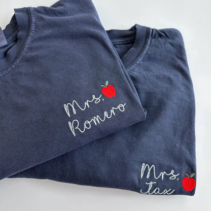 Personalized Teacher Crewneck Sweatshirt | Teacher Name and Apple Zip Popover