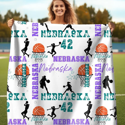 Basketball Girl or Boy Personalized Blanket, Custom Name Basketball Throw