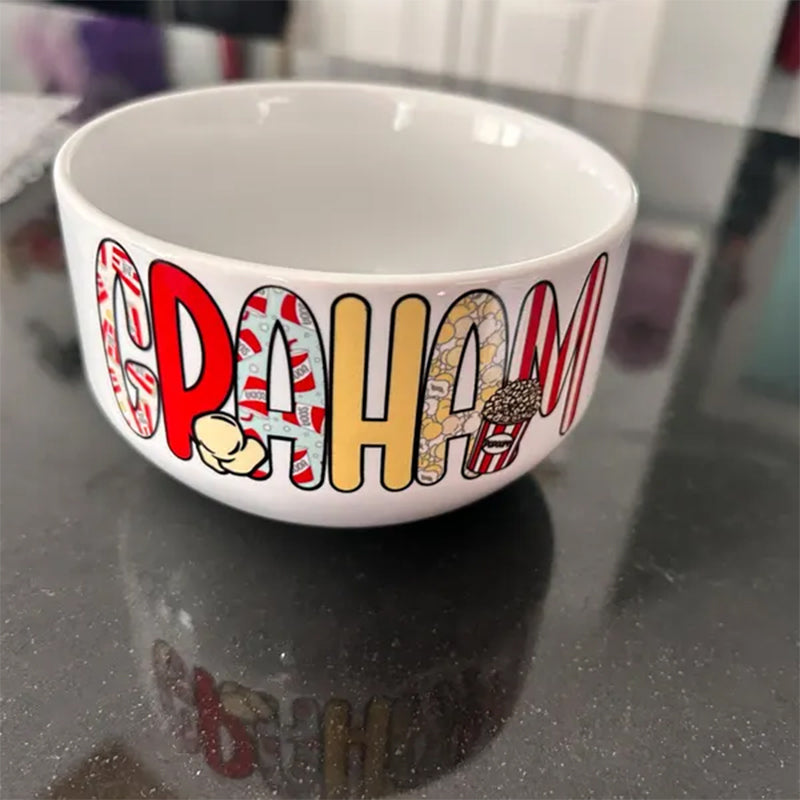 Personalized Popcorn Bowl | Custom Family Snack Bow