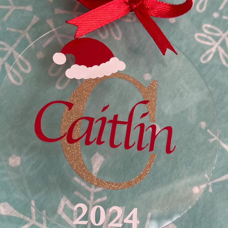 Custom Personalized Clear Acrylic Initial/Name Christmas Ornament
