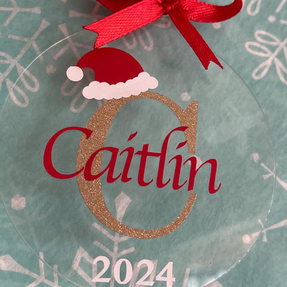 Custom Personalized Clear Acrylic Initial/Name Christmas Ornament