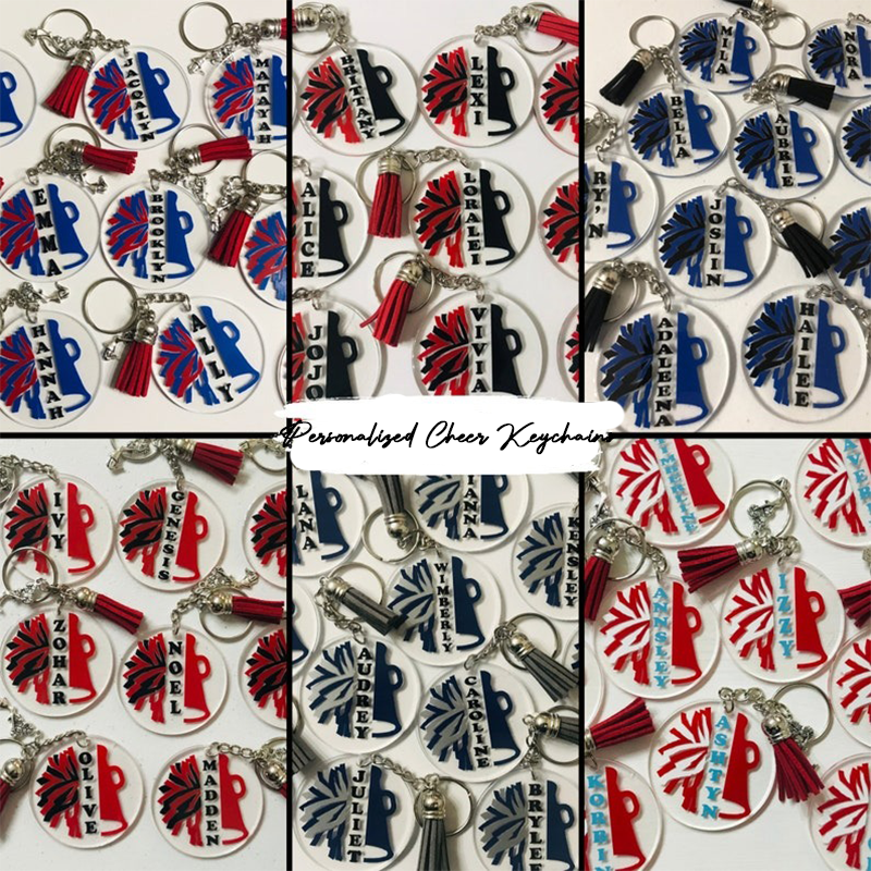 Personalized Cheer Keychains, Cheerleader Bag Tag, Cheer Team