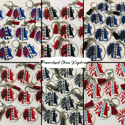 Personalized Cheer Keychains, Cheerleader Bag Tag, Cheer Team