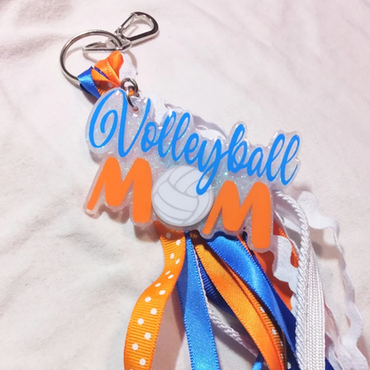 Volleyball Mom Bag Tag/Keychain with Ribbon Tassels
